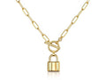 Gold Plated Lock Necklace 18K Stainless