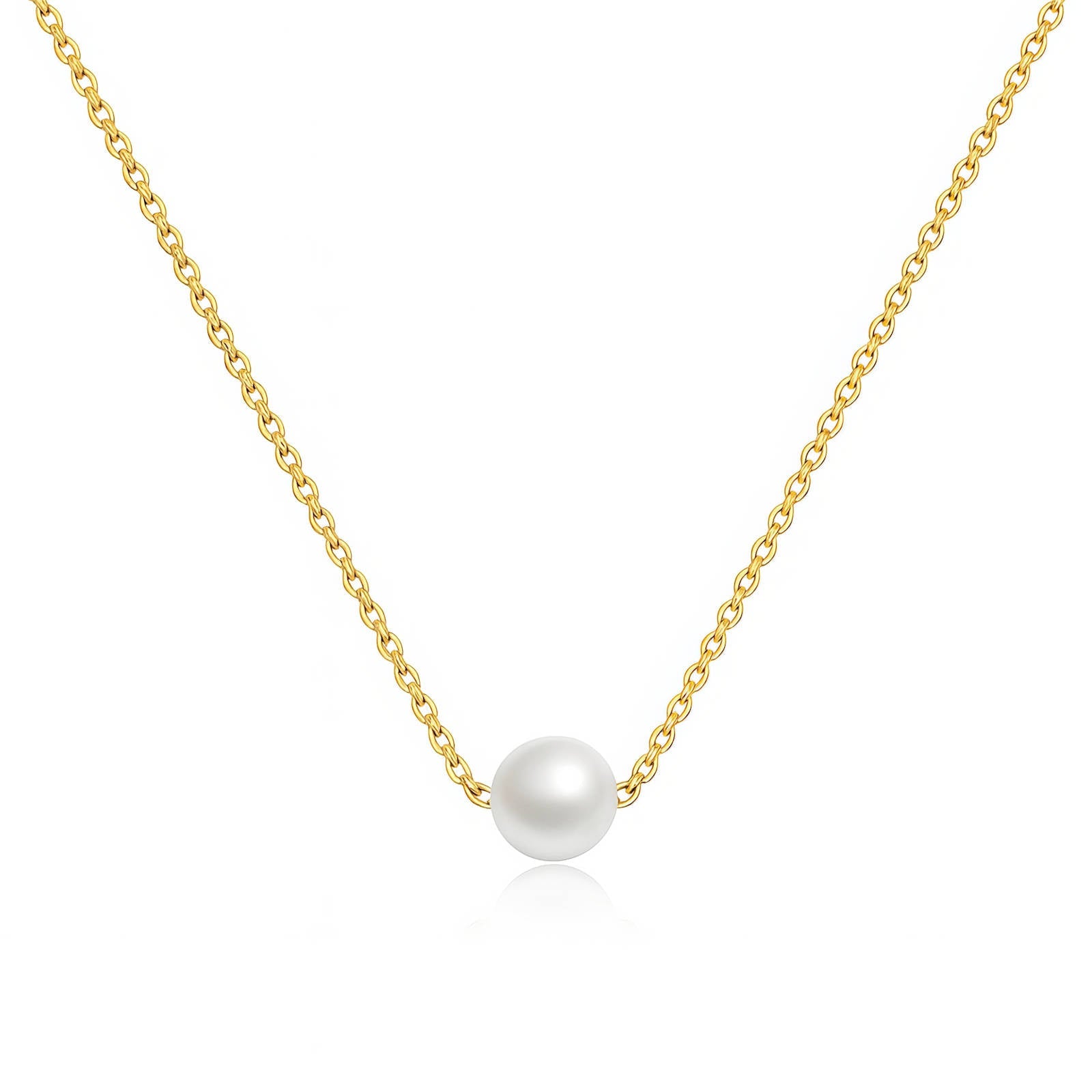 18K Gold Plated Pearl Necklace for Women