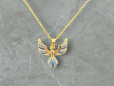 Blue Winged Gold Necklace 