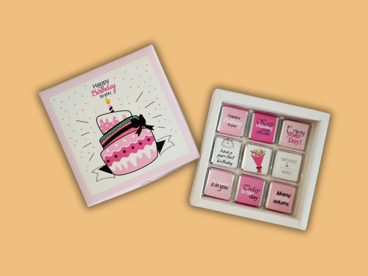 chocolate gift box, milk chocolate pieces, mixed flavours, surprise chocolate, shareable chocolate box, cake day treat, luxury chocolate Dubai, chocolate box Dubai, nuts & milk chocolate, special occasion chocolate, gift chocolate UAE, chocolate slice box