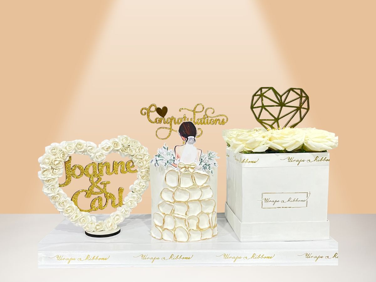 Engagement Cake & Flowers