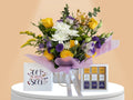 Bouquet of flowers with chocolate box Gift for get well soon