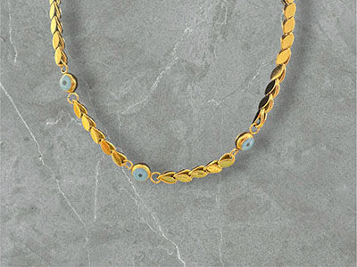 Gold Blue Eye Necklace 