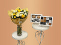 Golden Wishes Bundle with fresh white and yellow flowersand 12 pieces birthday chocolate box