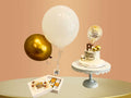 Golden birthday gift bundle with cake balloons and chocolate box Lebanon