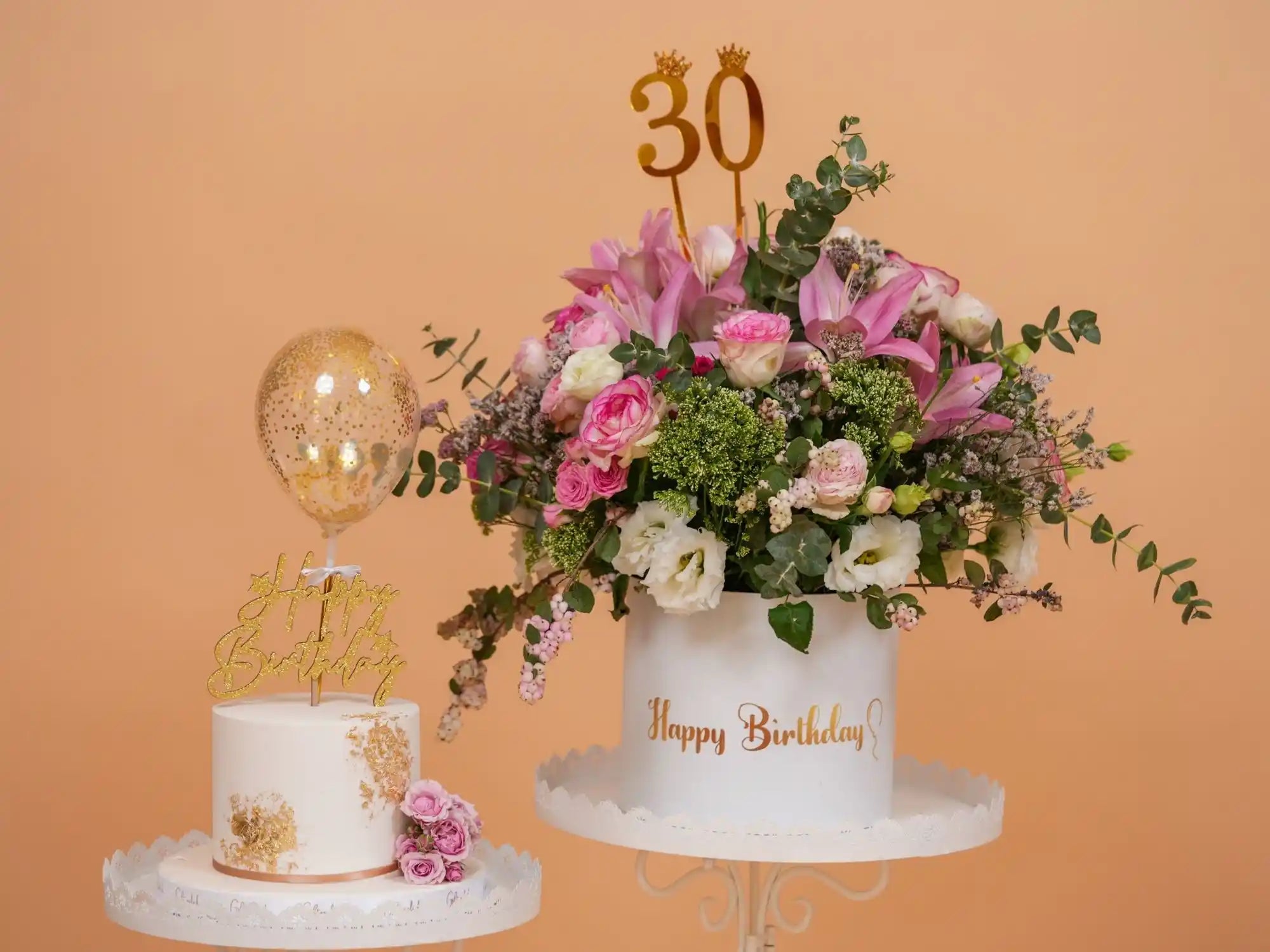 Her Sweet Escape Bundle with flower box and birthday cake -Gift On Click Lebanon