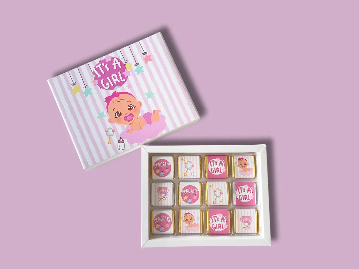 baby girl chocolate gift UAE | newborn girl gift Dubai | welcome baby girl gift Dubai | premium baby chocolates UAE | newborn celebration gift Dubai | newborn celebration gift UAE | newborn chocolate gift | newborn chocolate gift UAE | baby shower chocolate box UAE | welcome baby girl gift | هدية بنات حديثي الولادة | علبة شوكولاتة بيبي شاور | هدية استقبال مولود جديد دبي | هدية شوكولاتة للمولودة | هدية مولود دبي | شوكولاتة فاخرة للطفلة | سلة هدايا مولود جديد الإمارات | premium chocolate box Dubai | same day 