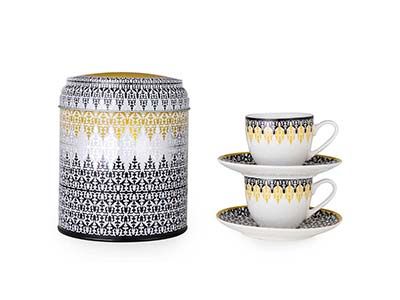 Tin box with 2 cups and Saucer SAFRA - 90 ml