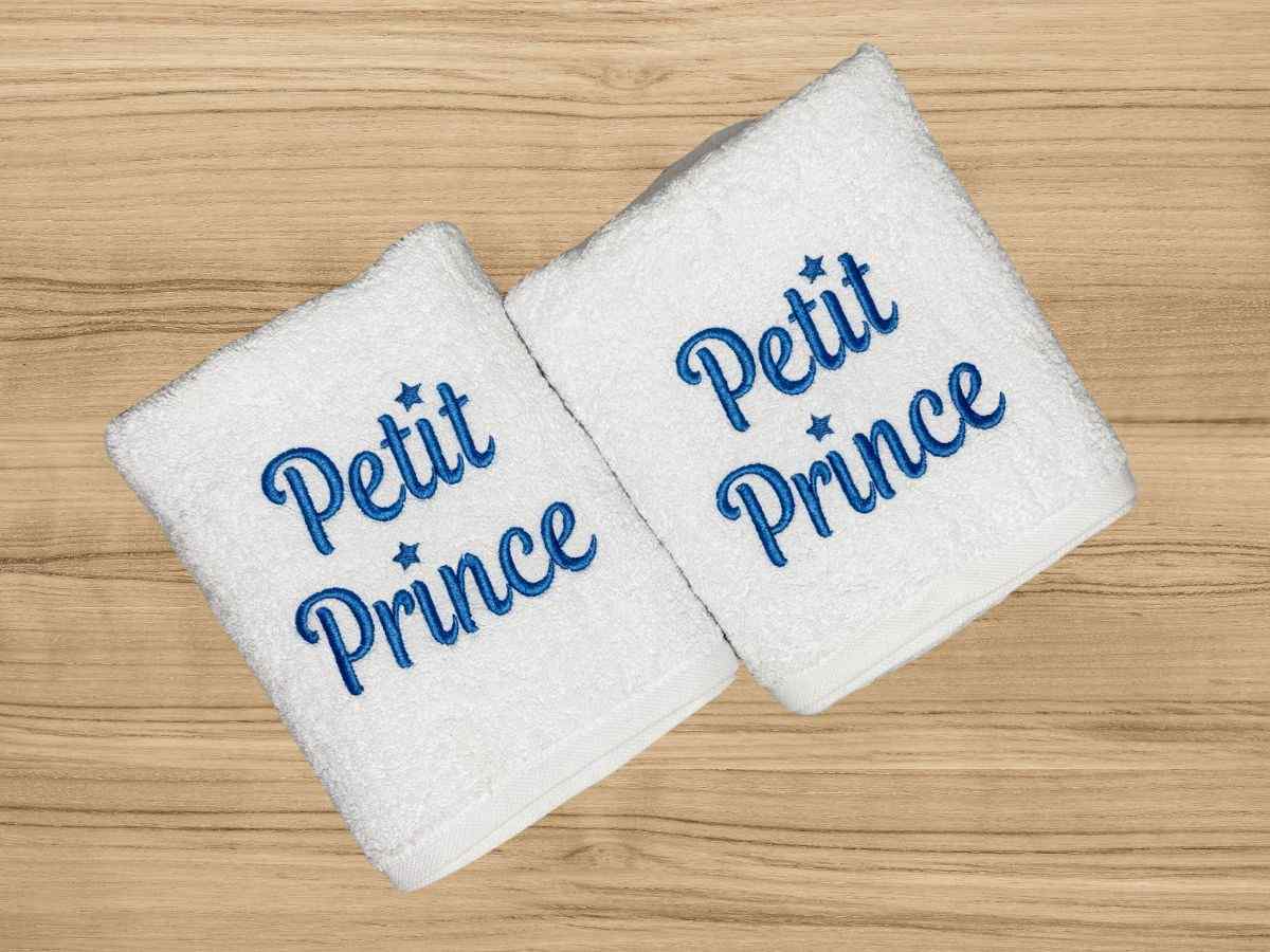 set of two embroidered towels for baby boy
