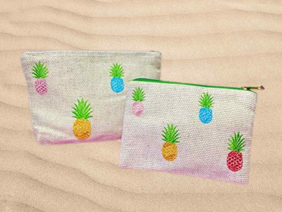Two pouches with pineapple patterns 