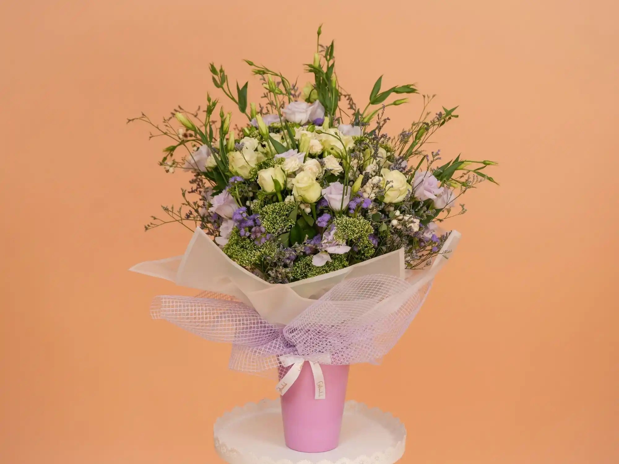 Sweet recovery bundle with 8-piece chocolate box and fresh flower arrangement-Gift On Click Lebanon