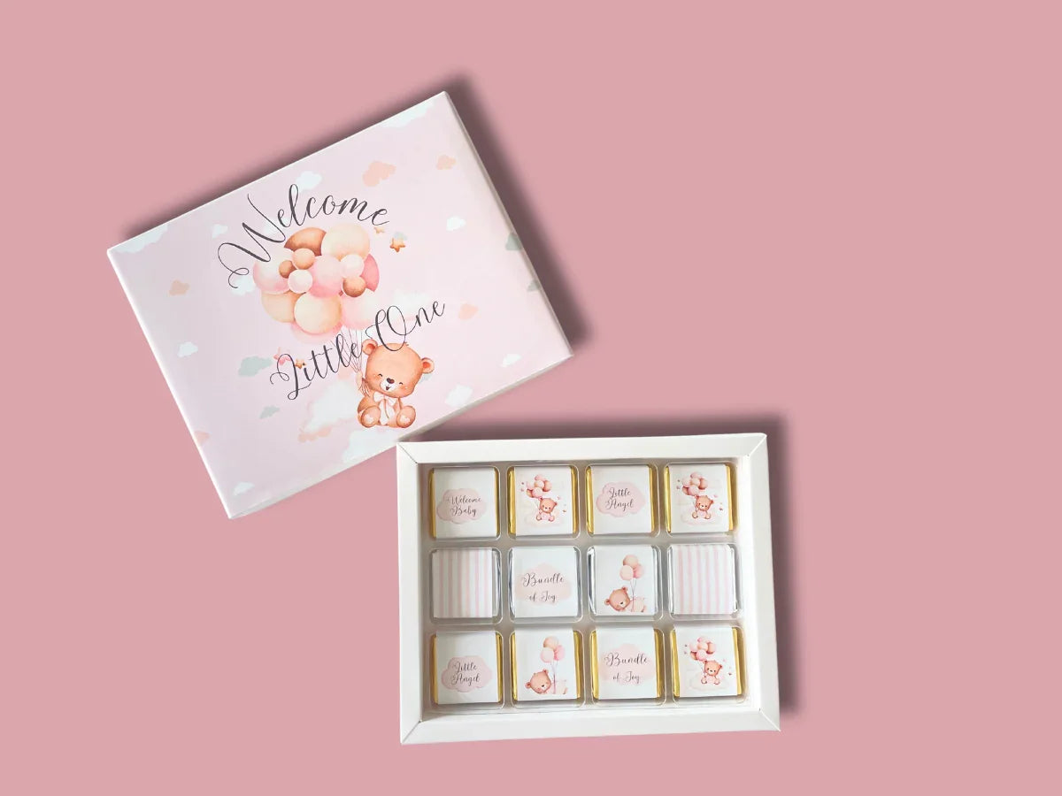 newborn girl gift UAE | first gift for newborn girl | newborn baby care gift set | newborn baby gift UAE | newborn bath gift set UAE | newborn celebration gift UAE | newborn chocolate gift | newborn chocolate gift UAE | newborn congratulations chocolate UAE | newborn essentials girl gift UAE | newborn gift chocolate Dubai | newborn girl gift set UAE | themed chocolate box UAE | moustache‑themed chocolate box Dubai | baby arrival gift Dubai