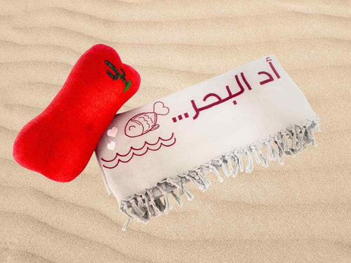 beach towel and pillow set red color