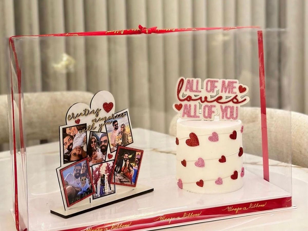 love cake with hearts and pictures