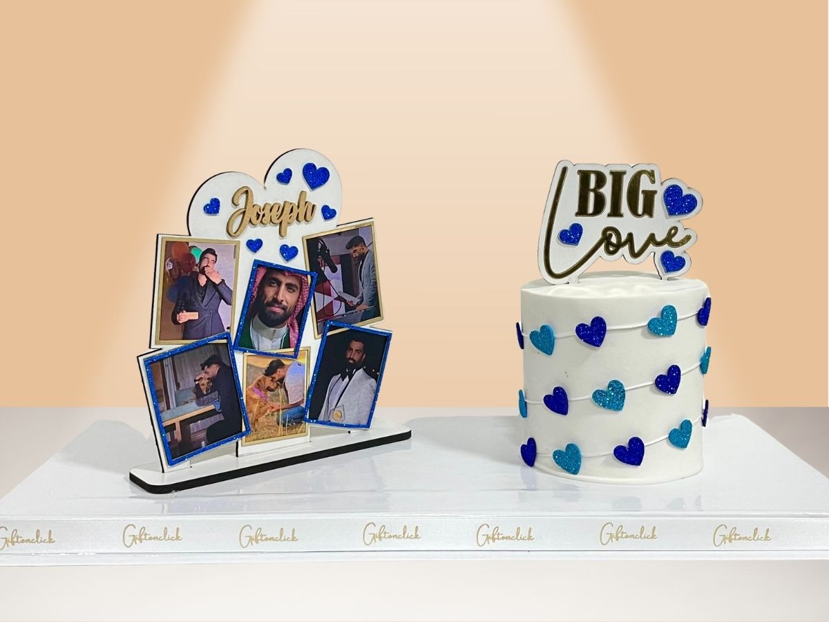 love cake with hearts and pictures