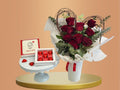 Beyond Love Bundle with Bouquet of red roses and box of chocolates Lebanon delivery