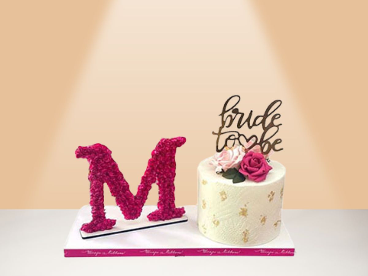 cake and flower letter