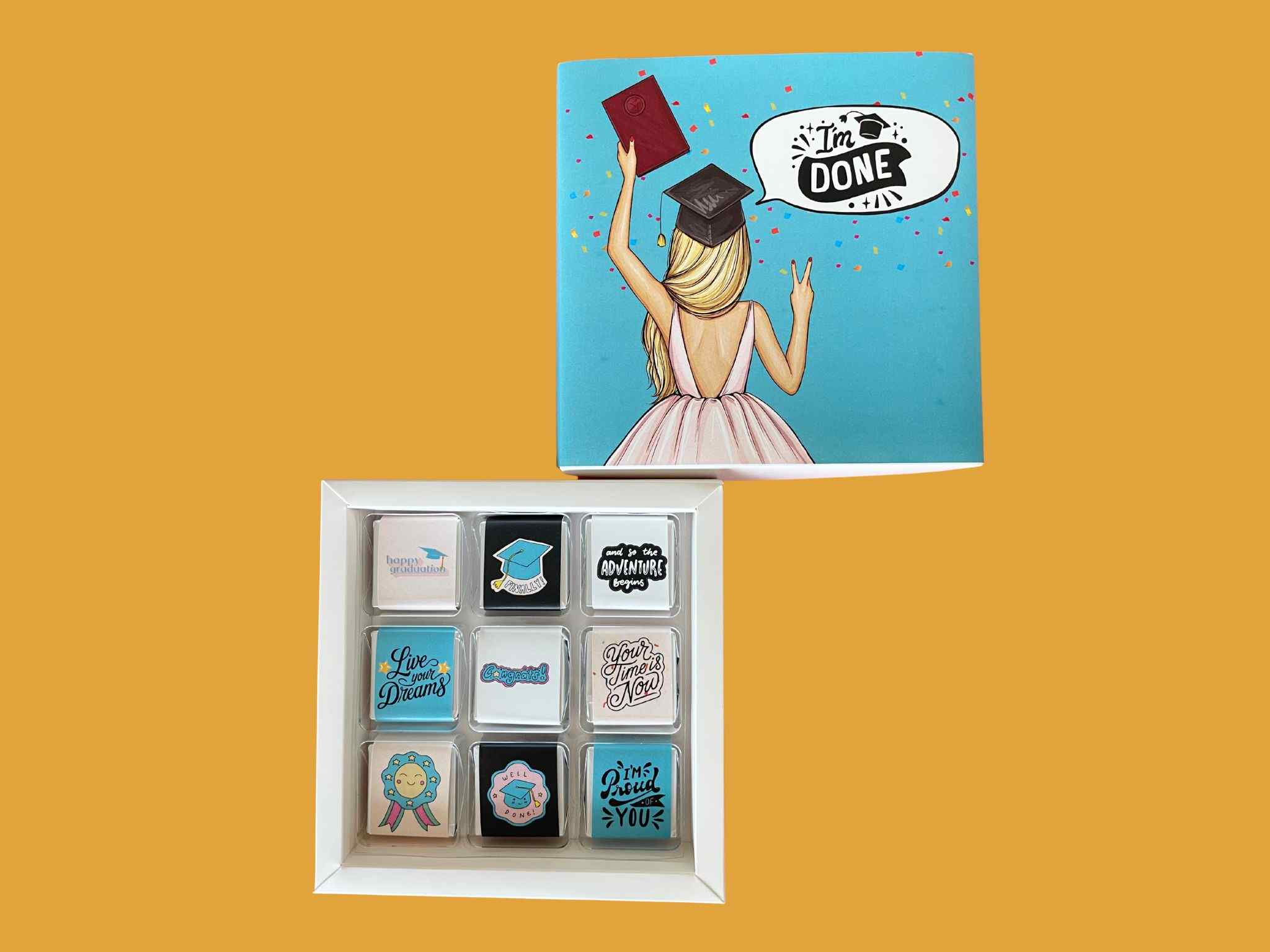 graduation themed chocolate box