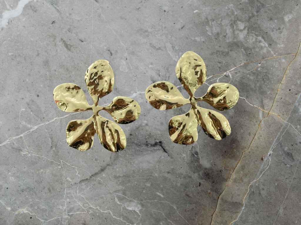 Gold floral earrings