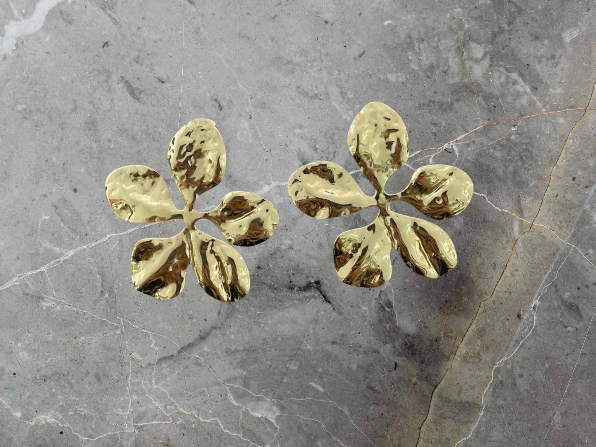 Gold floral earrings