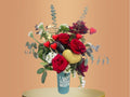 "I Love My Wife" Bouquet with 5 red roses, mixed flowers and heart chocolate pieces in stainless steel cup – Gift On Click Lebanon

