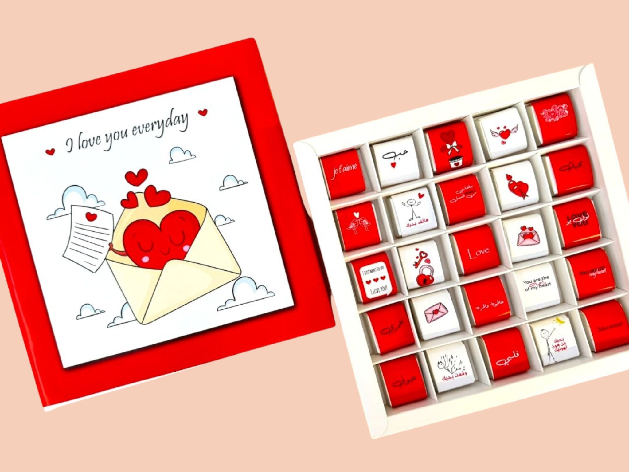 chocolate box wrapped with i love you messages