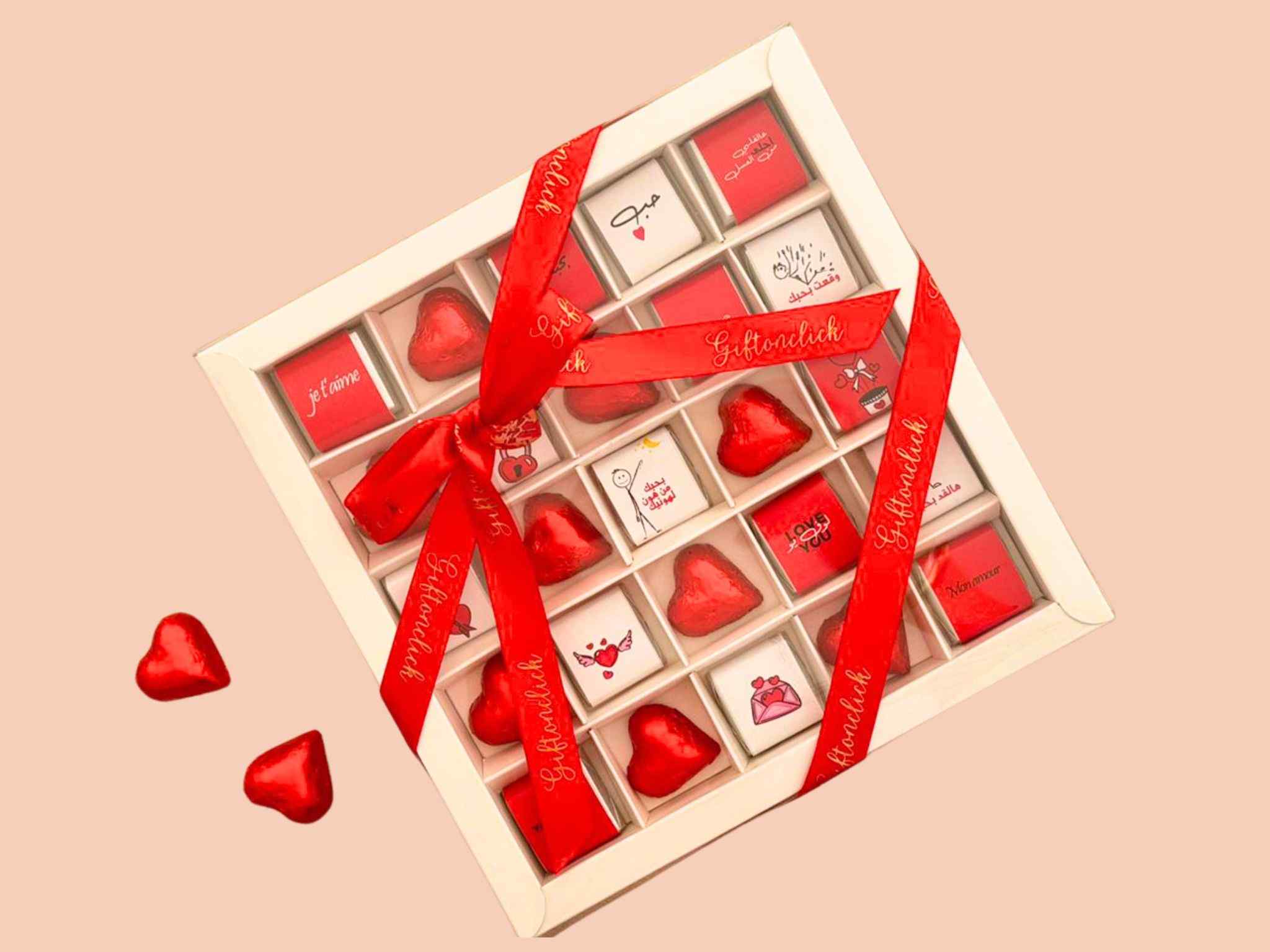 love themed chocolate box with 25 chocolate pieces