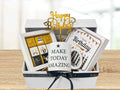 giftbox with chocolate box, mug and birthday topper