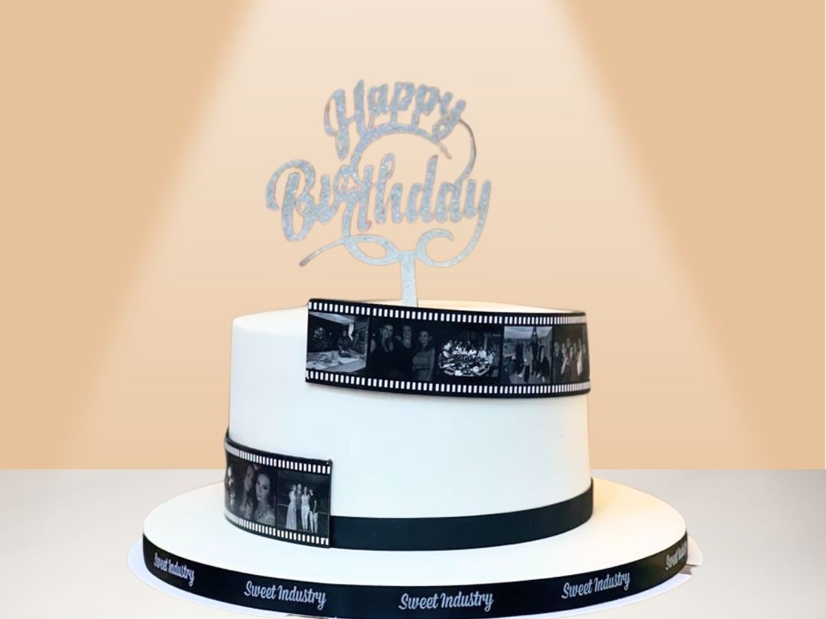 cake with pictures prnted on film design