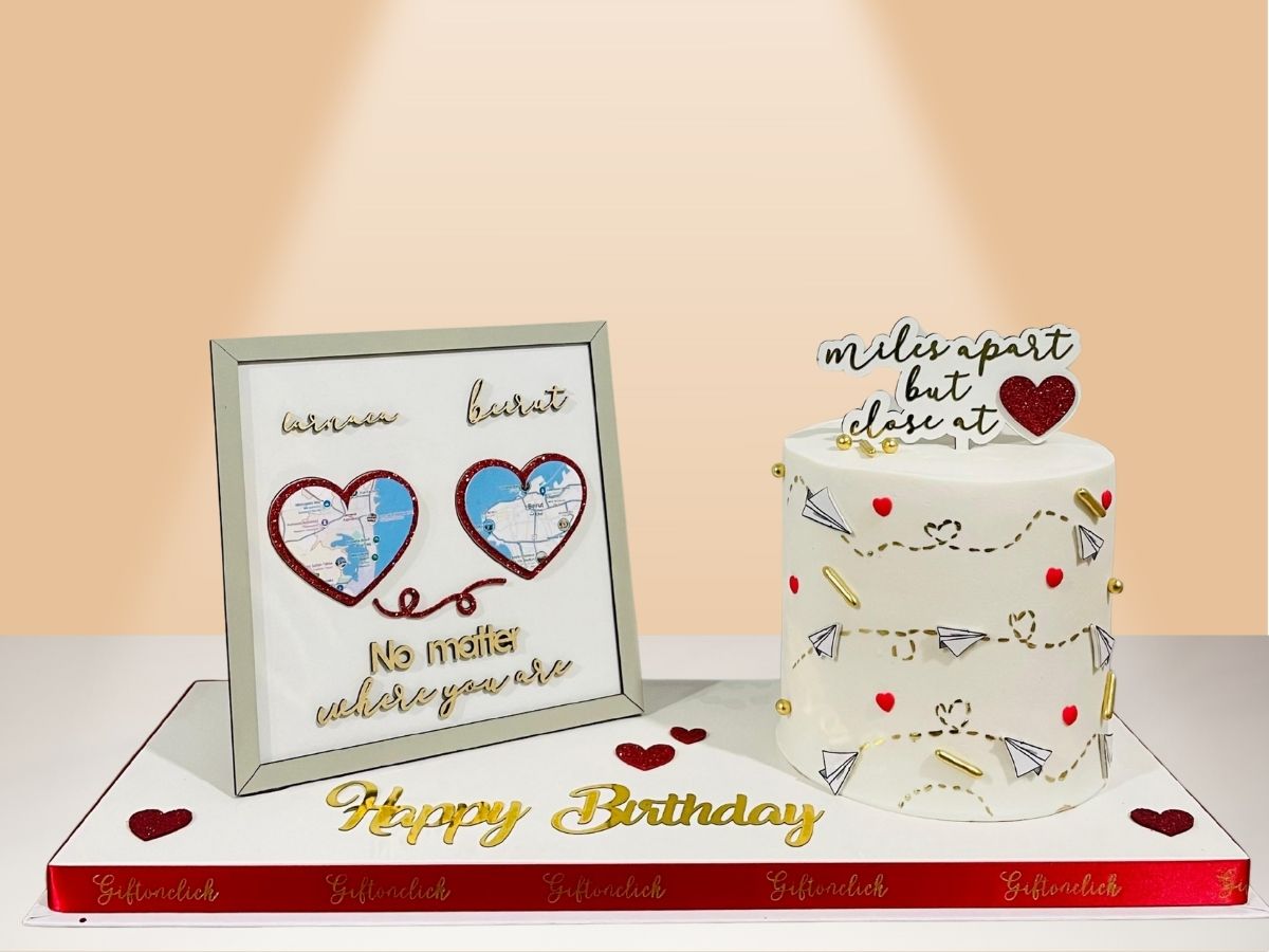 long distance themed cake