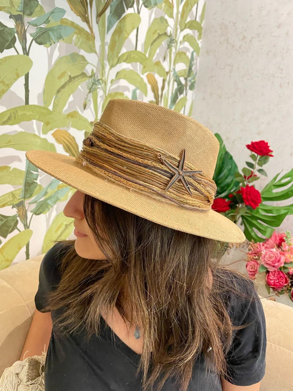 straw hat with decorative elements 