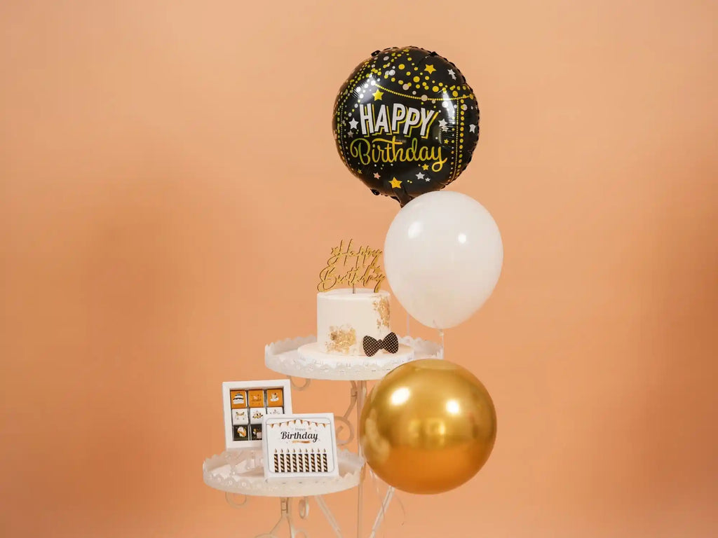 Sweet Celebration Bundle with birthday cake, chocolate box and balloons – Gift On Click Lebanon
