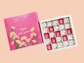 Box of chocolates with a pink floral design for your grandma