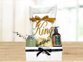 giftbox with king embroidered towels, shower gel, traditional soap and luffa
