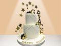two layer cake with stars and name