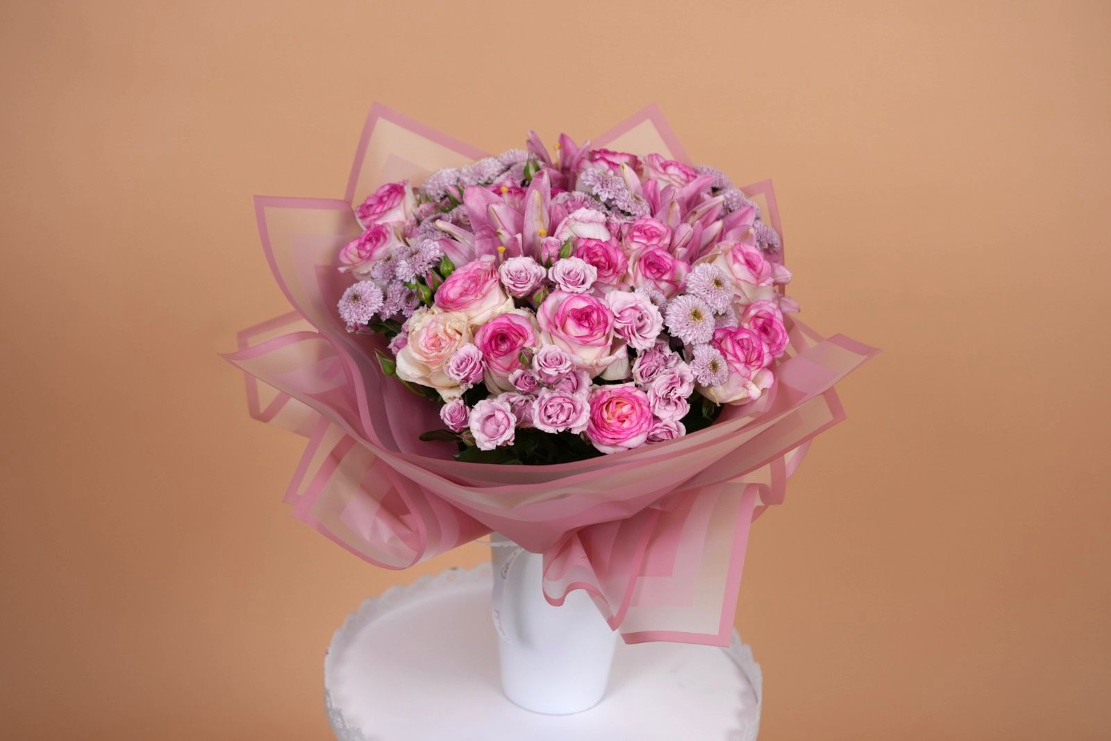 bouquet with a mixture of pink flowers