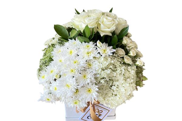 Joy White Flowers Arrangement | Mother