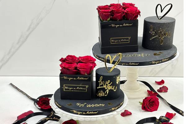 Love You Cake And Flower Box|Valentine