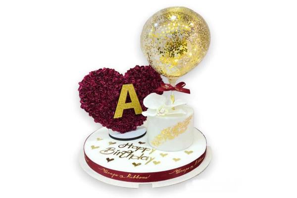 Flower Heart With Customized Name& Cake|Birthday