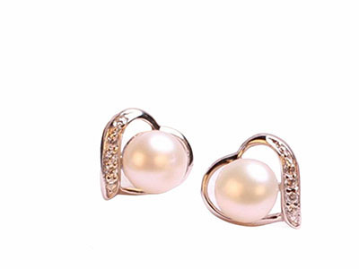 Heart Pearl Earrings Sterling Silver