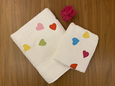 Colorful Hearts Set of Towels