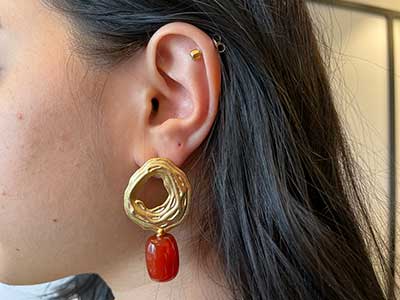 Golden Orange Stone Earrings