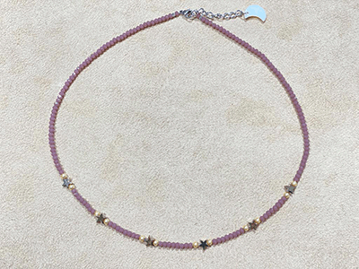 Lilac Beads Necklace with Stars