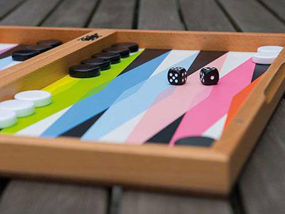 Wood Painted Backgammon Board Game