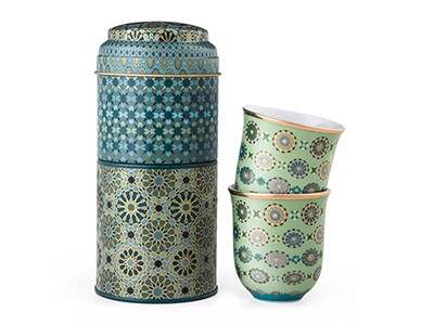 Tin Box -2 Coffee Cups ANDALUSIA| Giftonclick