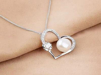 Heart Pearl Necklace Sterling Silver