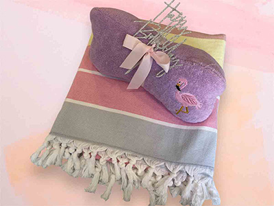 Purple pillow and beach set 