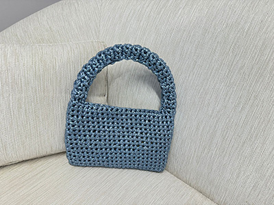 Aqua Metallic Yarn Bag