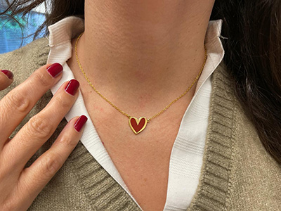 Red Heart Gold Plated Necklace