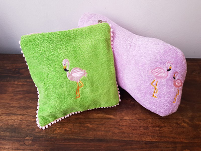 Flamingo Pouch & Pillow Set